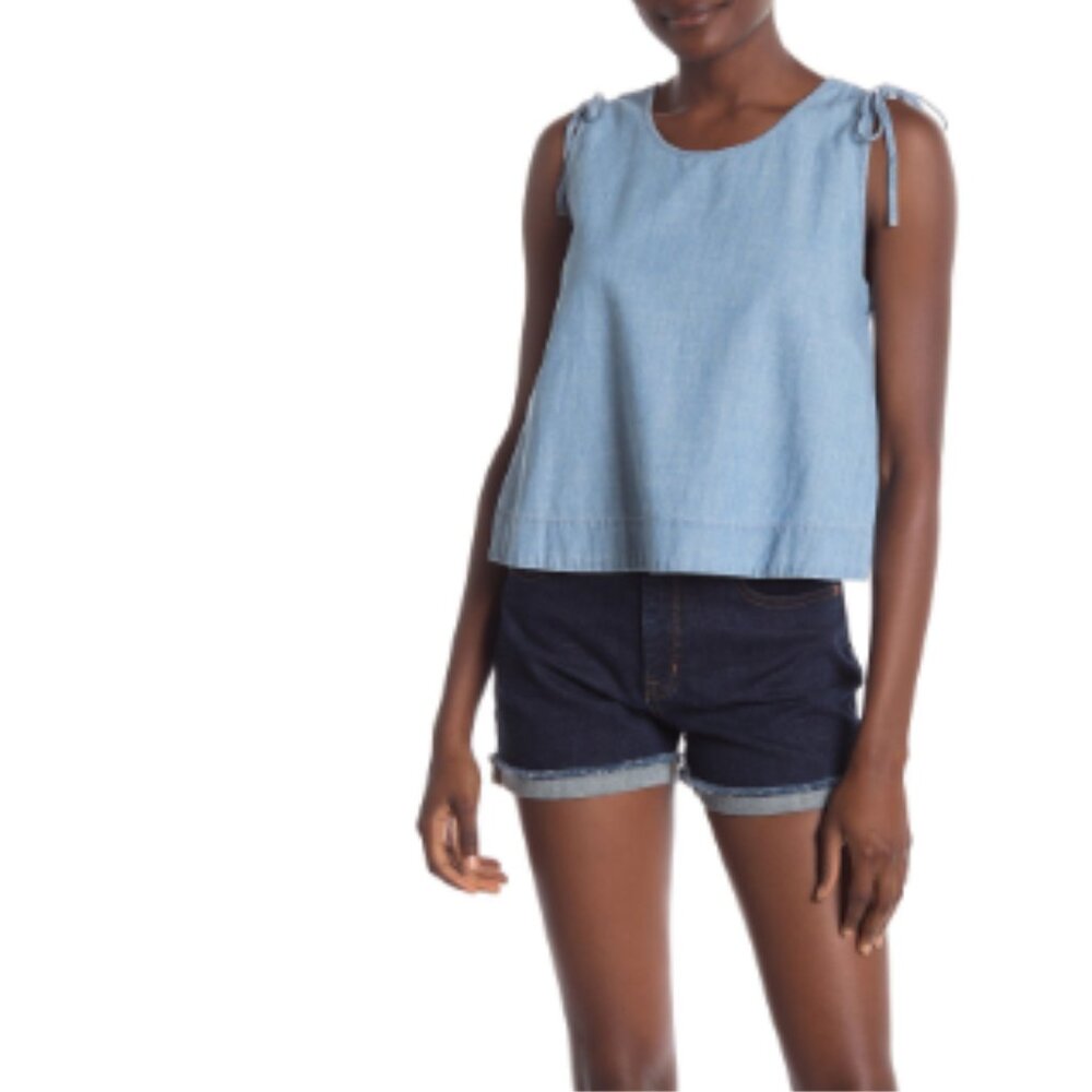 Madewell - Sleeveless Self-Tie Swing Top L5103 | Chambray Pale Indigo Blue | XXS